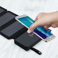 Foldable Solar Power Bank 10000mAh QI Wireless charger Solar Powerbank With LED Light for Samsung for iPhone Smartphones