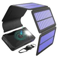 20000 mAh QI Wireless Solar Fast Charger 2 in 1 with Five Detachable Solar Panels and Shinny LED Torch Light QI Certificated